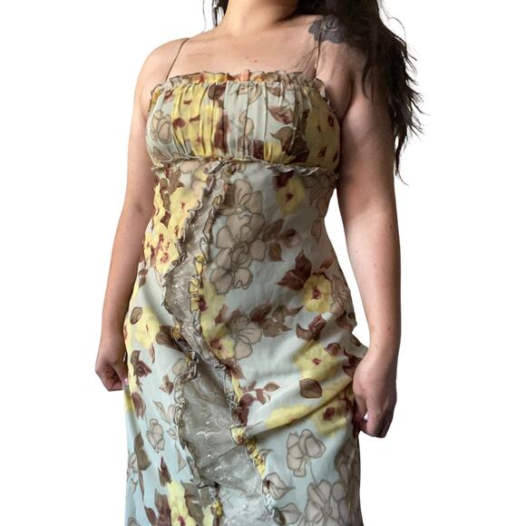 Vintage ABS Womens Size 14 Empire Waist Floral Y2K Maxi Dress - Picture 3 of 8